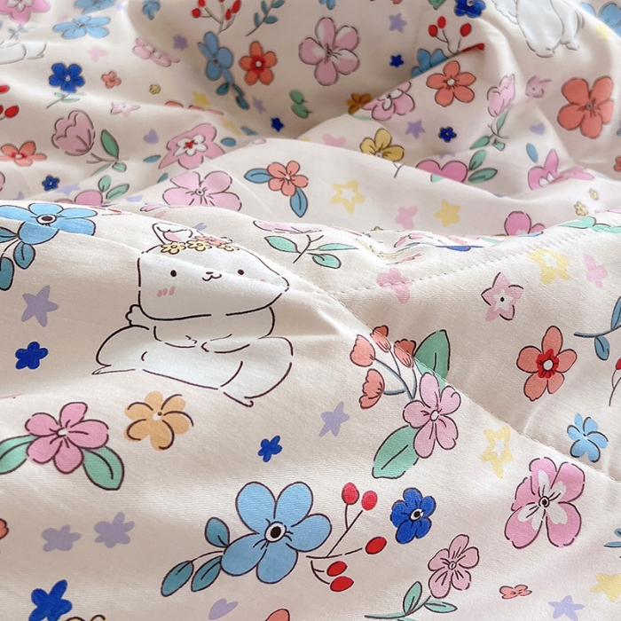 91家纺网 家纺一手货源 找家纺 BOSS 2024新款小清新斜纹全棉夏被 花园奇遇