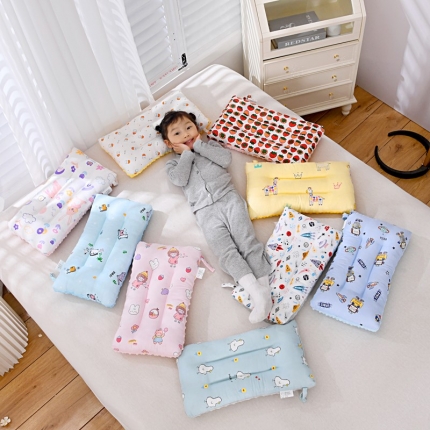 新生婴儿枕芯儿童枕头全棉纱布1-6岁宝宝定型枕透气安抚豆豆枕