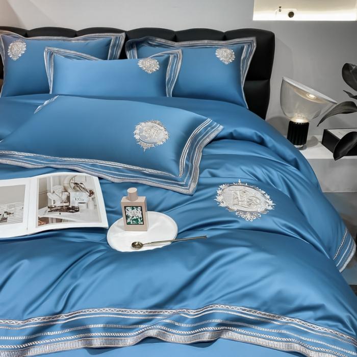 91家纺网 家纺一手货源 找家纺 200支新款长绒棉宽边刺绣四件套