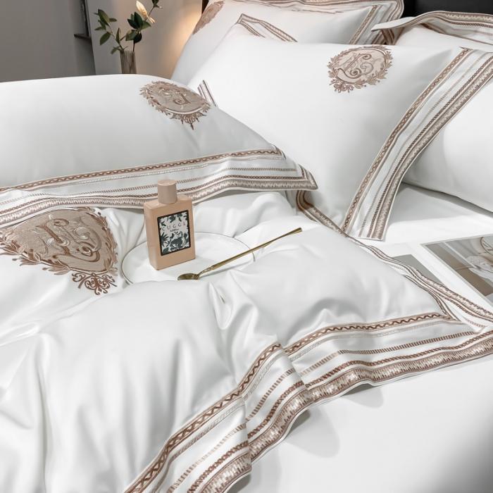 91家纺网 家纺一手货源 找家纺 200支新款长绒棉宽边刺绣四件套