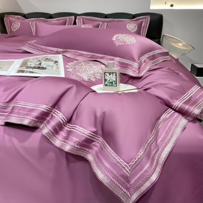 91家纺网 家纺一手货源 找家纺 200支新款长绒棉宽边刺绣四件套