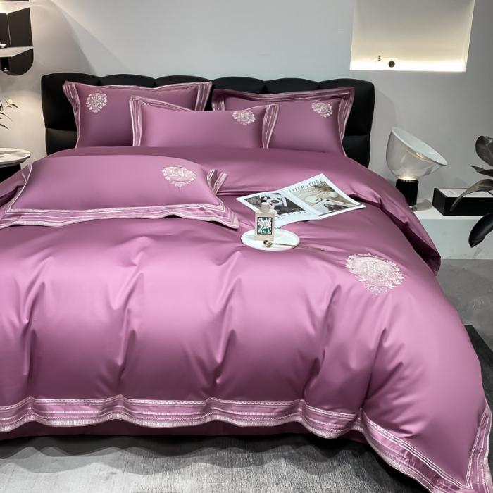 91家纺网 家纺一手货源 找家纺 200支新款长绒棉宽边刺绣四件套