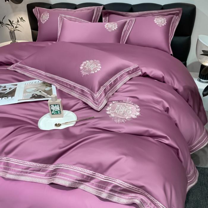 91家纺网 家纺一手货源 找家纺 200支新款长绒棉宽边刺绣四件套