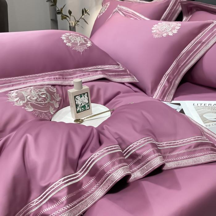 91家纺网 家纺一手货源 找家纺 200支新款长绒棉宽边刺绣四件套