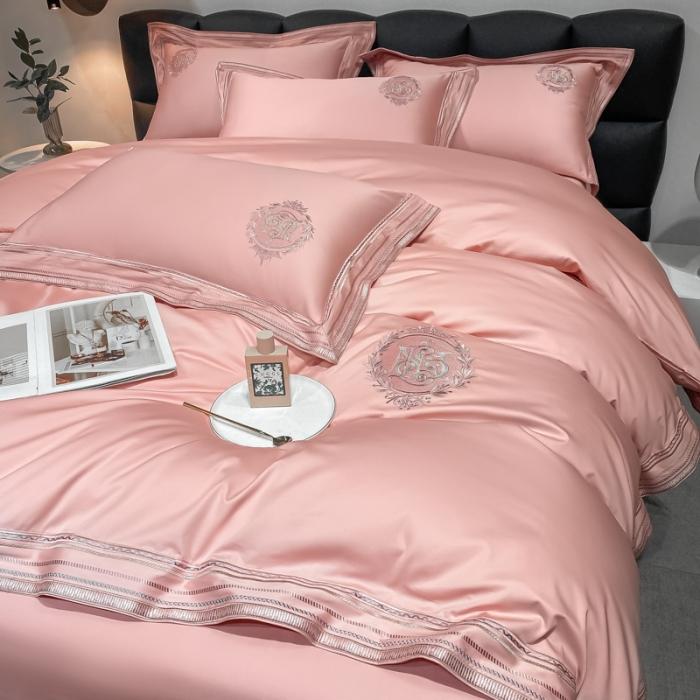 91家纺网 家纺一手货源 找家纺 200支新款长绒棉宽边刺绣四件套