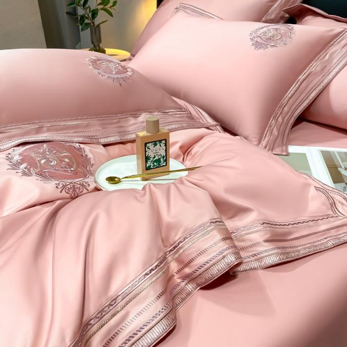 91家纺网 家纺一手货源 找家纺 200支新款长绒棉宽边刺绣四件套