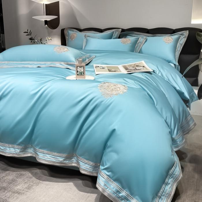 91家纺网 家纺一手货源 找家纺 200支新款长绒棉宽边刺绣四件套