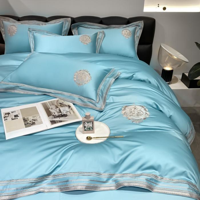 91家纺网 家纺一手货源 找家纺 200支新款长绒棉宽边刺绣四件套