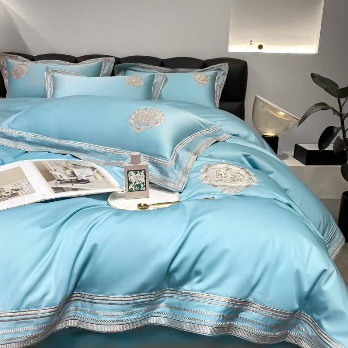 91家纺网 家纺一手货源 找家纺 200支新款长绒棉宽边刺绣四件套