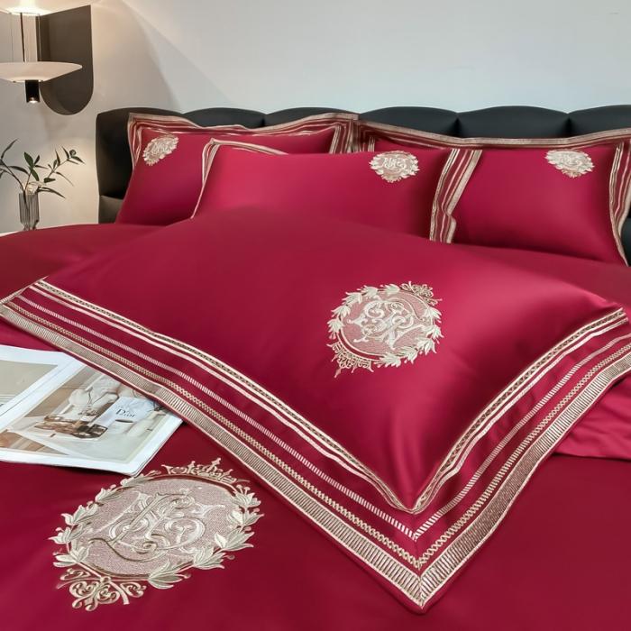 91家纺网 家纺一手货源 找家纺 200支新款长绒棉宽边刺绣四件套