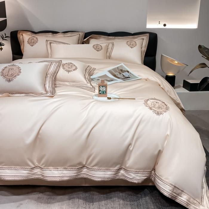 91家纺网 家纺一手货源 找家纺 200支新款长绒棉宽边刺绣四件套