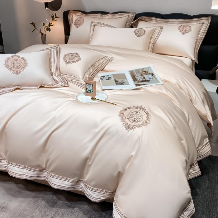 91家纺网 家纺一手货源 找家纺 200支新款长绒棉宽边刺绣四件套