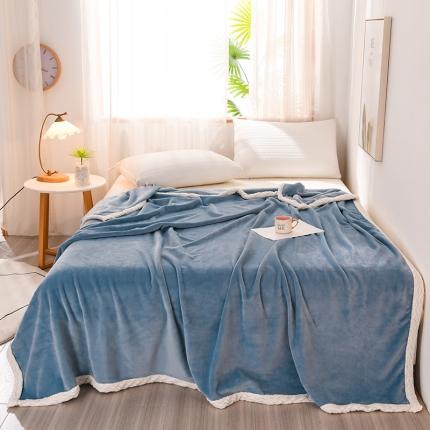 91家纺网 家纺一手货源 找家纺 圣楚家纺 2024新款素色云貂绒保暖毯（300g）雾蓝