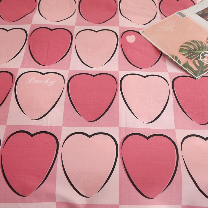 91家纺网 家纺一手货源 找家纺 晶缦 2022新款全棉12868全棉印花套件萌新系列单床单-四件套 爱心