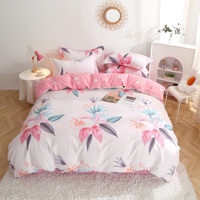 91家纺网 家纺一手货源 找家纺 晶缦 2022新款全棉12868全棉印花套件萌新系列单床单-四件套 红唇