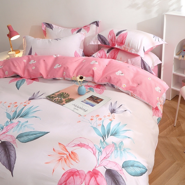 91家纺网 家纺一手货源 找家纺 晶缦 2022新款全棉12868全棉印花套件萌新系列单床单-四件套 红唇