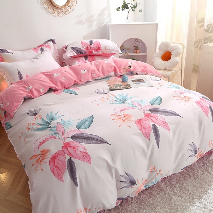 91家纺网 家纺一手货源 找家纺 晶缦 2022新款全棉12868全棉印花套件萌新系列单床单-四件套 红唇