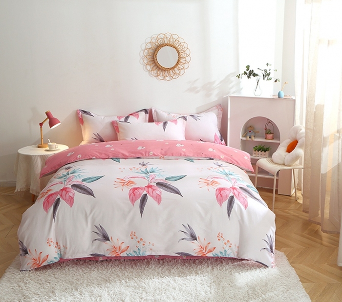 91家纺网 家纺一手货源 找家纺 晶缦 2022新款全棉12868全棉印花套件萌新系列单床单-四件套 红唇