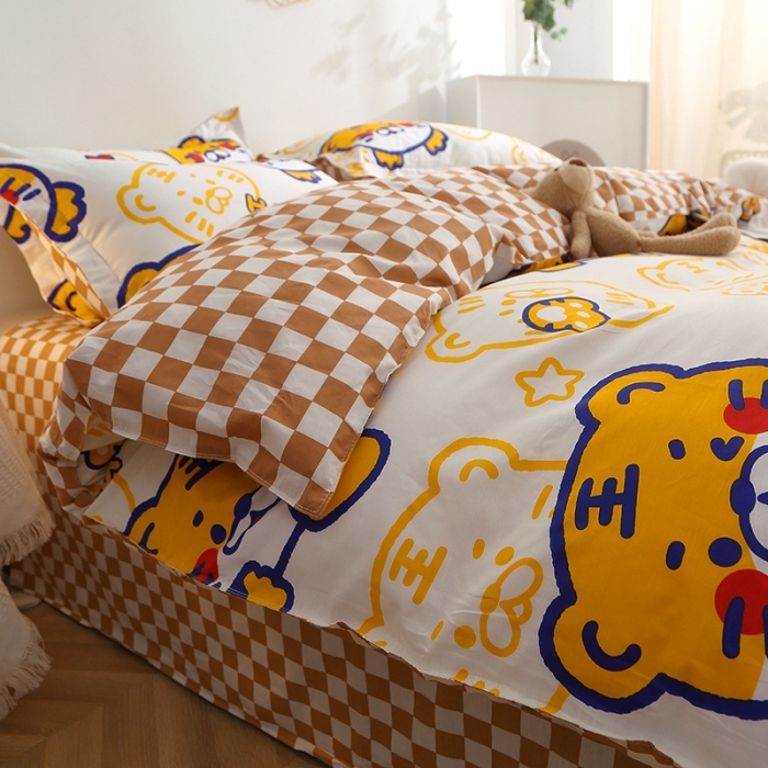 91家纺网 家纺一手货源 找家纺 晶缦 2022新款全棉12868全棉印花套件萌新系列单床单-四件套 欢乐虎