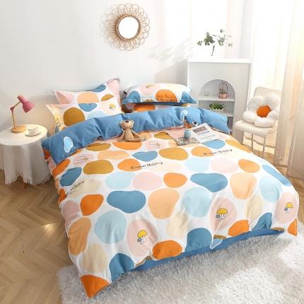 晶缦 2022新款全棉12868全棉印花套件萌新系列单床单-四件套 卡贝拉