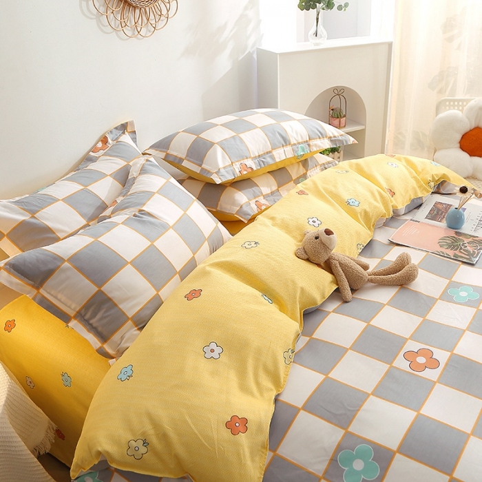 91家纺网 家纺一手货源 找家纺 晶缦 2022新款全棉12868全棉印花套件萌新系列单床单-四件套 路易威灰