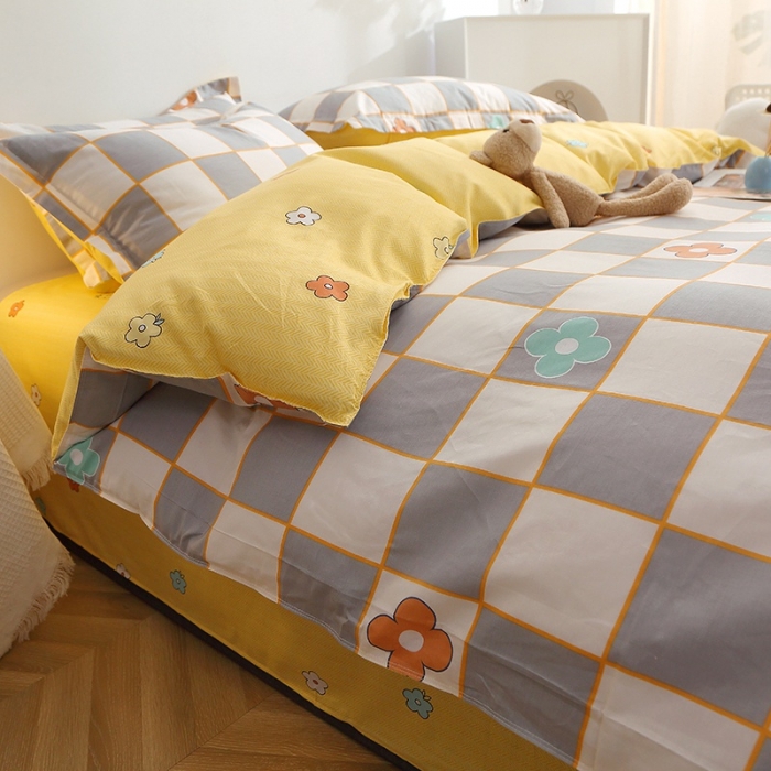 91家纺网 家纺一手货源 找家纺 晶缦 2022新款全棉12868全棉印花套件萌新系列单床单-四件套 路易威灰