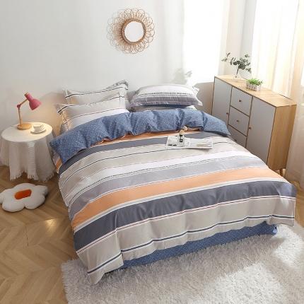 晶缦 2022新款全棉12868全棉印花套件萌新系列单床单-四件套 米可橘