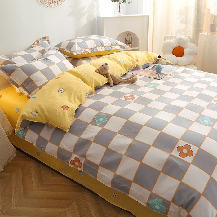 91家纺网 家纺一手货源 找家纺 晶缦 2022新款全棉12868全棉印花套件萌新系列单床单-四件套 路易威灰