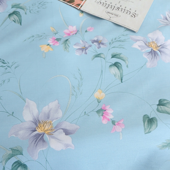 91家纺网 家纺一手货源 找家纺 晶缦 2022新款全棉12868全棉印花套件萌新系列单床单-四件套 莫里蓝