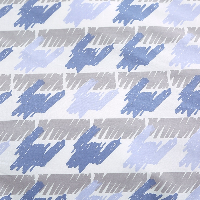 91家纺网 家纺一手货源 找家纺 晶缦 2022新款全棉12868全棉印花套件萌新系列单床单-四件套 千鸟格蓝