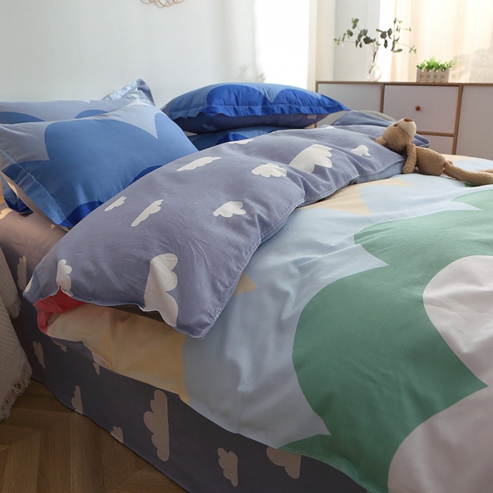 91家纺网 家纺一手货源 找家纺 晶缦 2022新款全棉12868全棉印花套件萌新系列单床单-四件套 天空之境