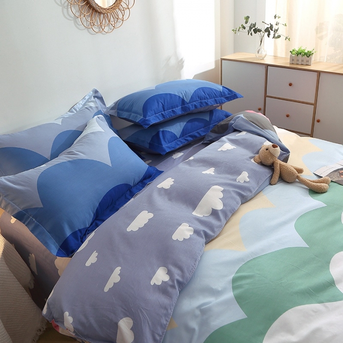 91家纺网 家纺一手货源 找家纺 晶缦 2022新款全棉12868全棉印花套件萌新系列单床单-四件套 天空之境