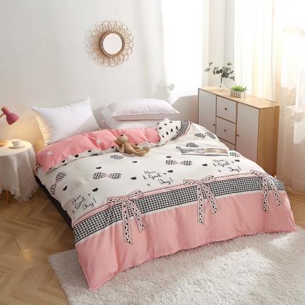 91家纺网 家纺一手货源 找家纺 晶缦 2022新款全棉12868全棉印花套件萌新系列单床单-单被套 蝴蝶结