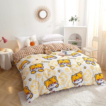 91家纺网 家纺一手货源 找家纺 晶缦 2022新款全棉12868全棉印花套件萌新系列单床单-单被套 欢乐虎