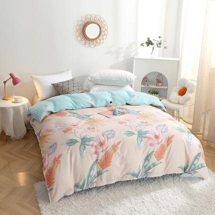 91家纺网 家纺一手货源 找家纺 晶缦 2022新款全棉12868全棉印花套件萌新系列单床单-单被套 莎莉杏色