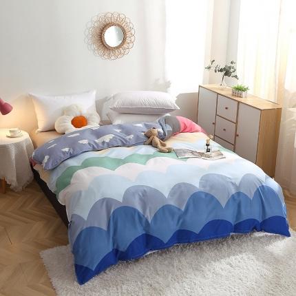91家纺网 家纺一手货源 找家纺 晶缦 2022新款全棉12868全棉印花套件萌新系列单床单-单被套 天空之境