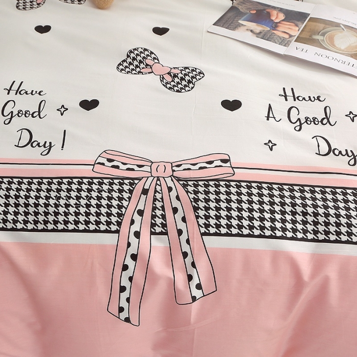 91家纺网 家纺一手货源 找家纺 晶缦 2022新款全棉12868全棉印花套件萌新系列单床单-单被套 蝴蝶结