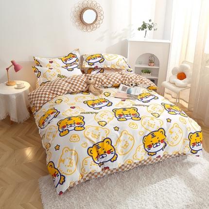 晶缦 2022新款全棉12868全棉印花套件萌新系列单床单-单被套 欢乐虎