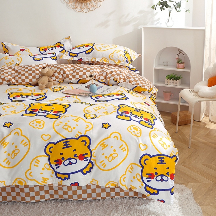 91家纺网 家纺一手货源 找家纺 晶缦 2022新款全棉12868全棉印花套件萌新系列单床单-单被套 欢乐虎