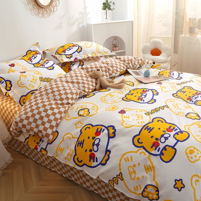 91家纺网 家纺一手货源 找家纺 晶缦 2022新款全棉12868全棉印花套件萌新系列单床单-单被套 欢乐虎