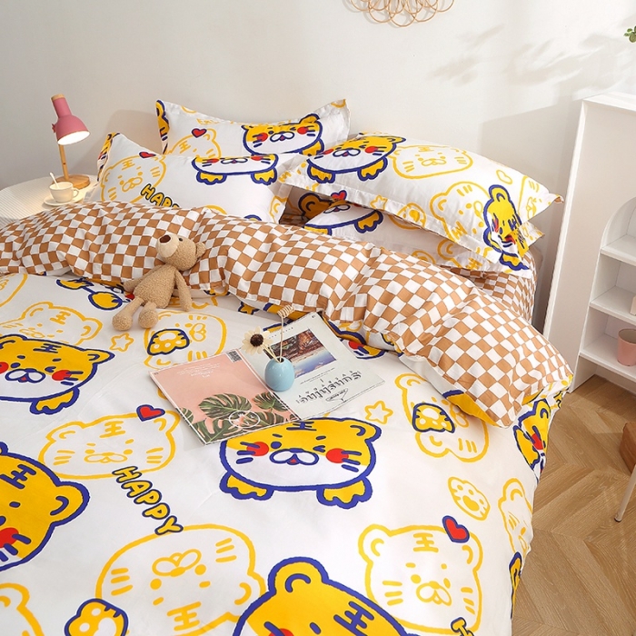 91家纺网 家纺一手货源 找家纺 晶缦 2022新款全棉12868全棉印花套件萌新系列单床单-单被套 欢乐虎