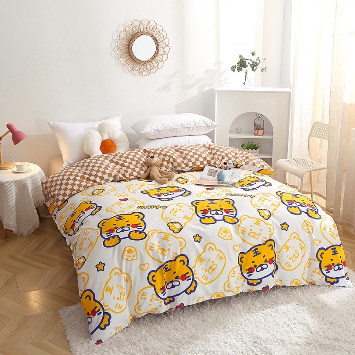 91家纺网 家纺一手货源 找家纺 晶缦 2022新款全棉12868全棉印花套件萌新系列单床单-单被套 欢乐虎