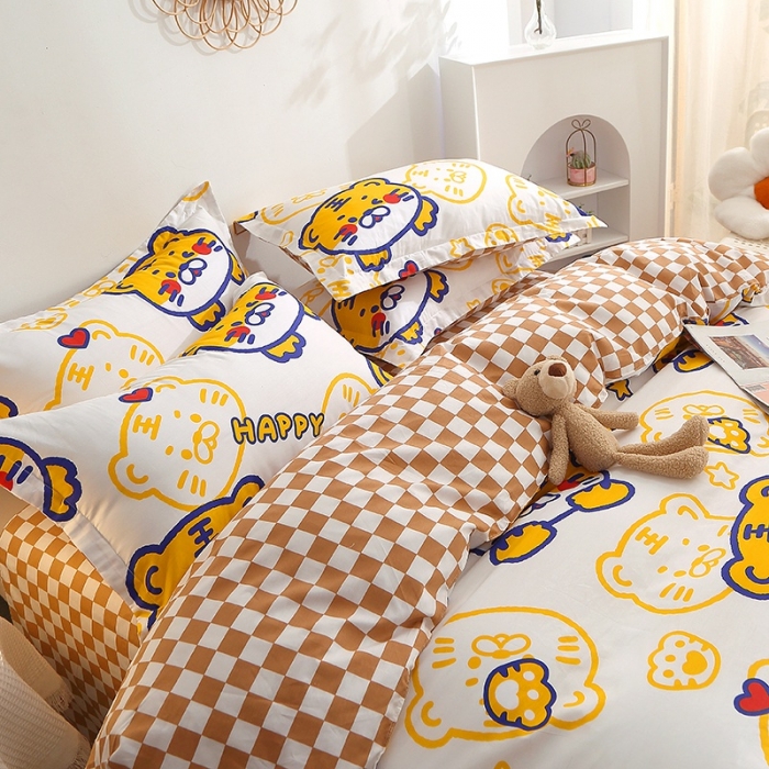 91家纺网 家纺一手货源 找家纺 晶缦 2022新款全棉12868全棉印花套件萌新系列单床单-单被套 欢乐虎