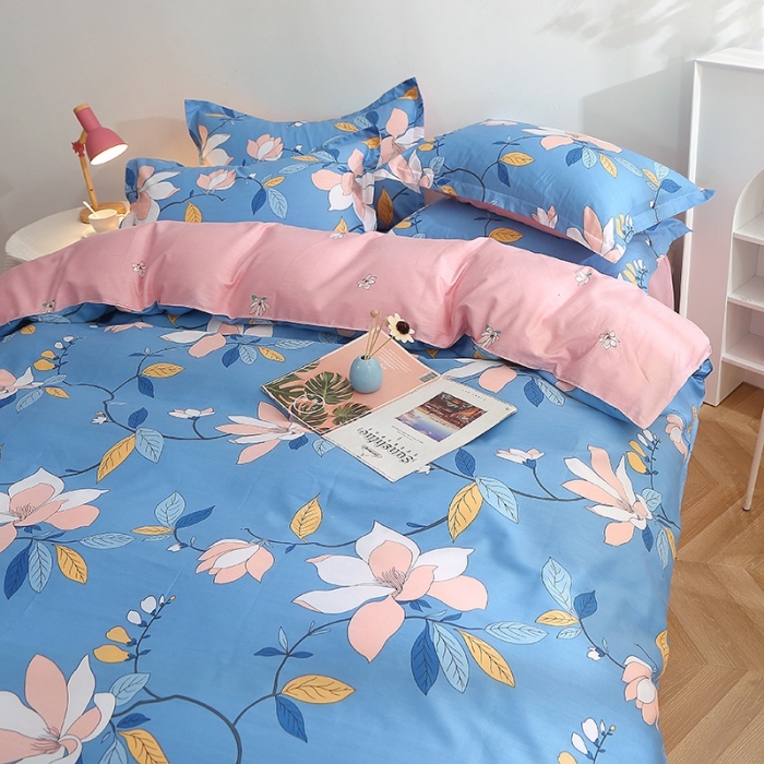 91家纺网 家纺一手货源 找家纺 晶缦 2022新款全棉12868全棉印花套件萌新系列单床单-单被套 流莹蓝