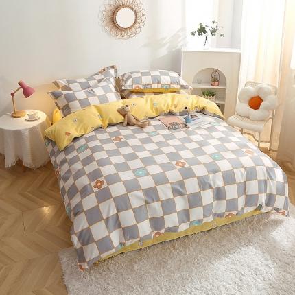 晶缦 2022新款全棉12868全棉印花套件萌新系列单床单-单被套 路易威灰