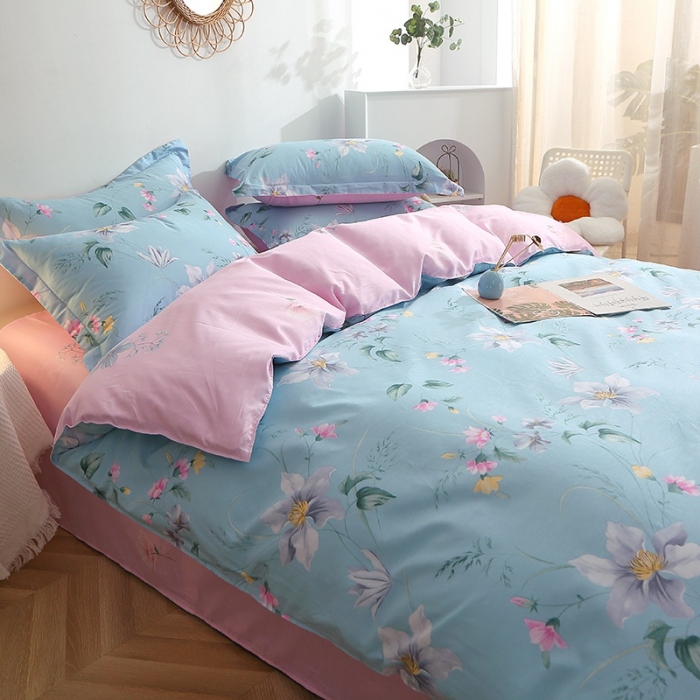 91家纺网 家纺一手货源 找家纺 晶缦 2022新款全棉12868全棉印花套件萌新系列单床单-单被套 莫里蓝