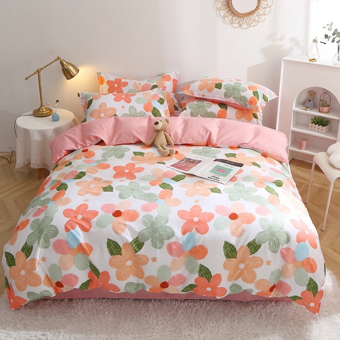 91家纺网 家纺一手货源 找家纺 晶缦 2022新款全棉12868全棉印花套件萌新系列单床单-单被套 七色花