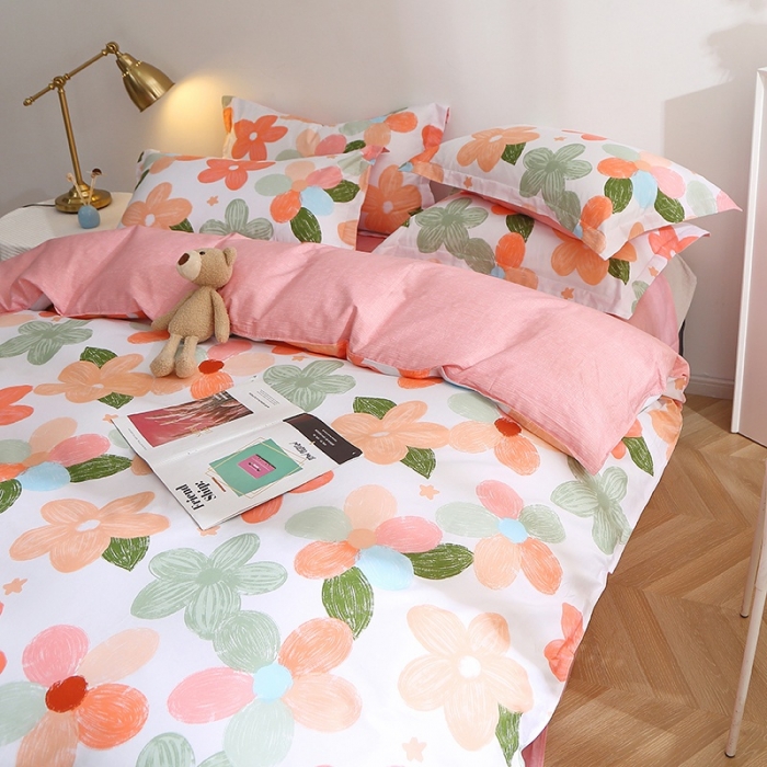 91家纺网 家纺一手货源 找家纺 晶缦 2022新款全棉12868全棉印花套件萌新系列单床单-单被套 七色花