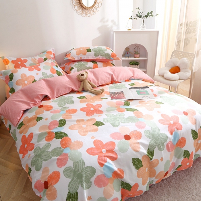 91家纺网 家纺一手货源 找家纺 晶缦 2022新款全棉12868全棉印花套件萌新系列单床单-单被套 七色花