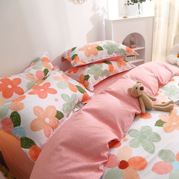 91家纺网 家纺一手货源 找家纺 晶缦 2022新款全棉12868全棉印花套件萌新系列单床单-单被套 七色花